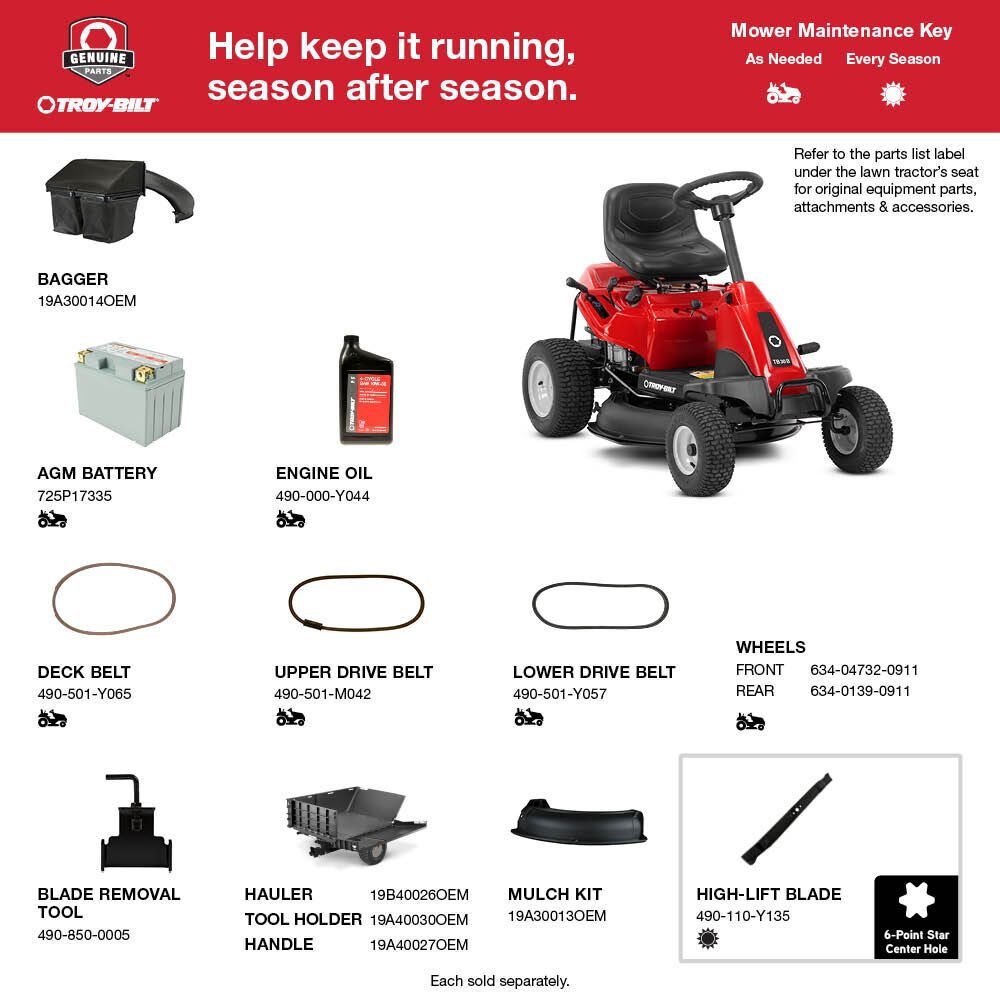 TROY-BILT TB30B 30" RESIDENTIAL RIDING MOWER (13AC26JDA23)